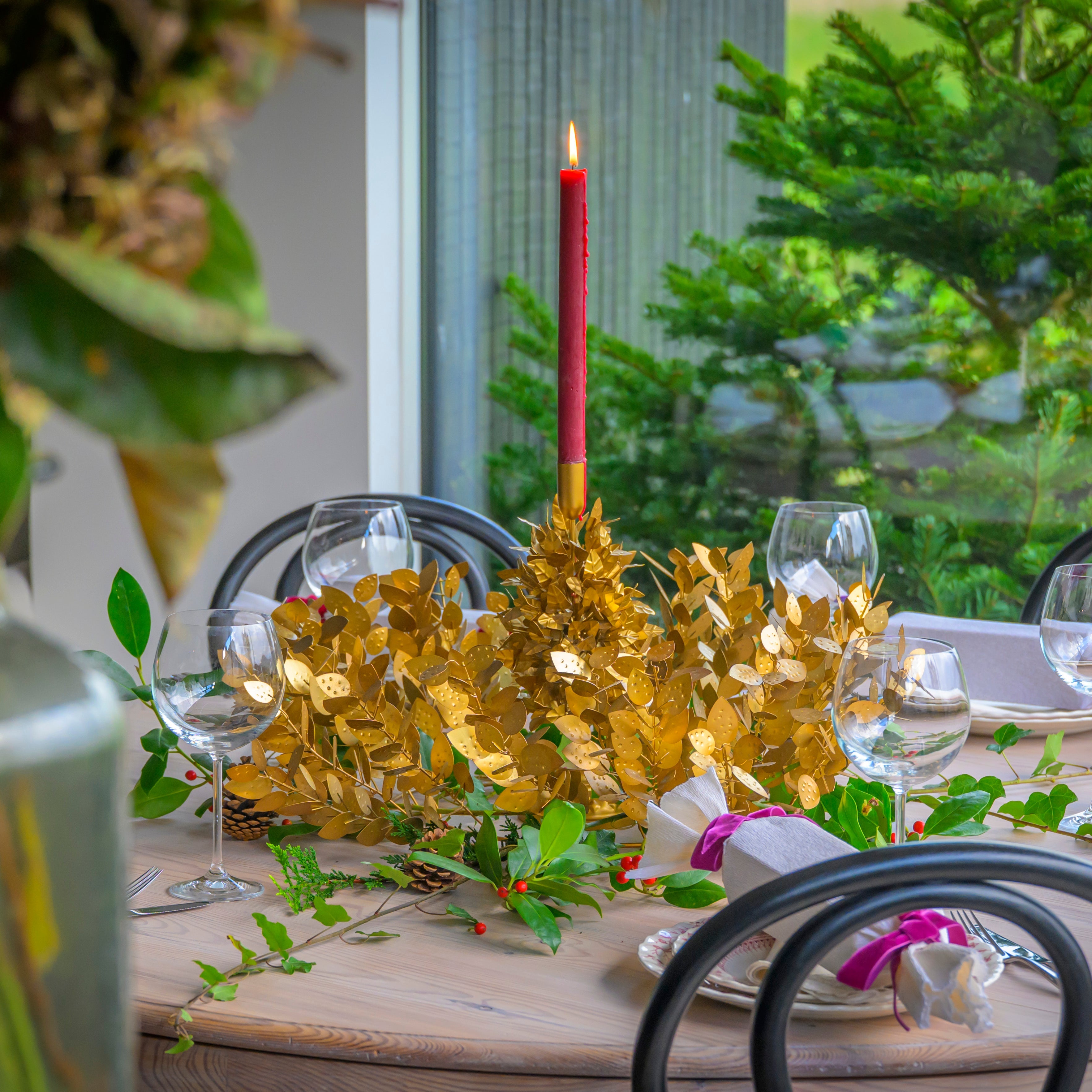 Gold Leafy Candlestick