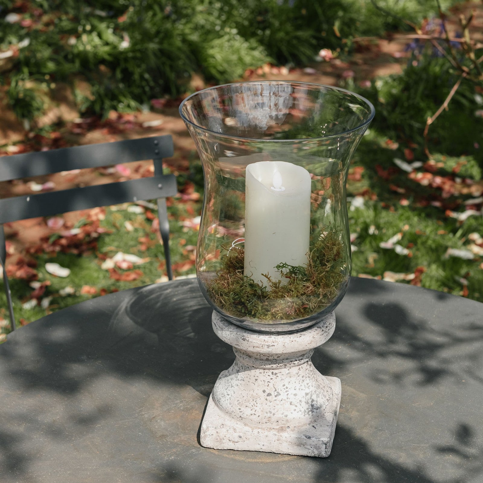 Stone Base Hurricane Lantern