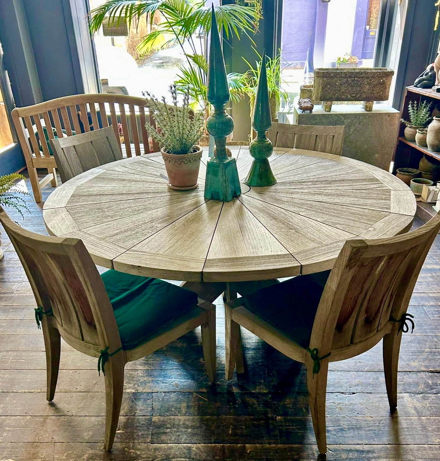 Teak Round Outdoor Dining Table & Chair Set