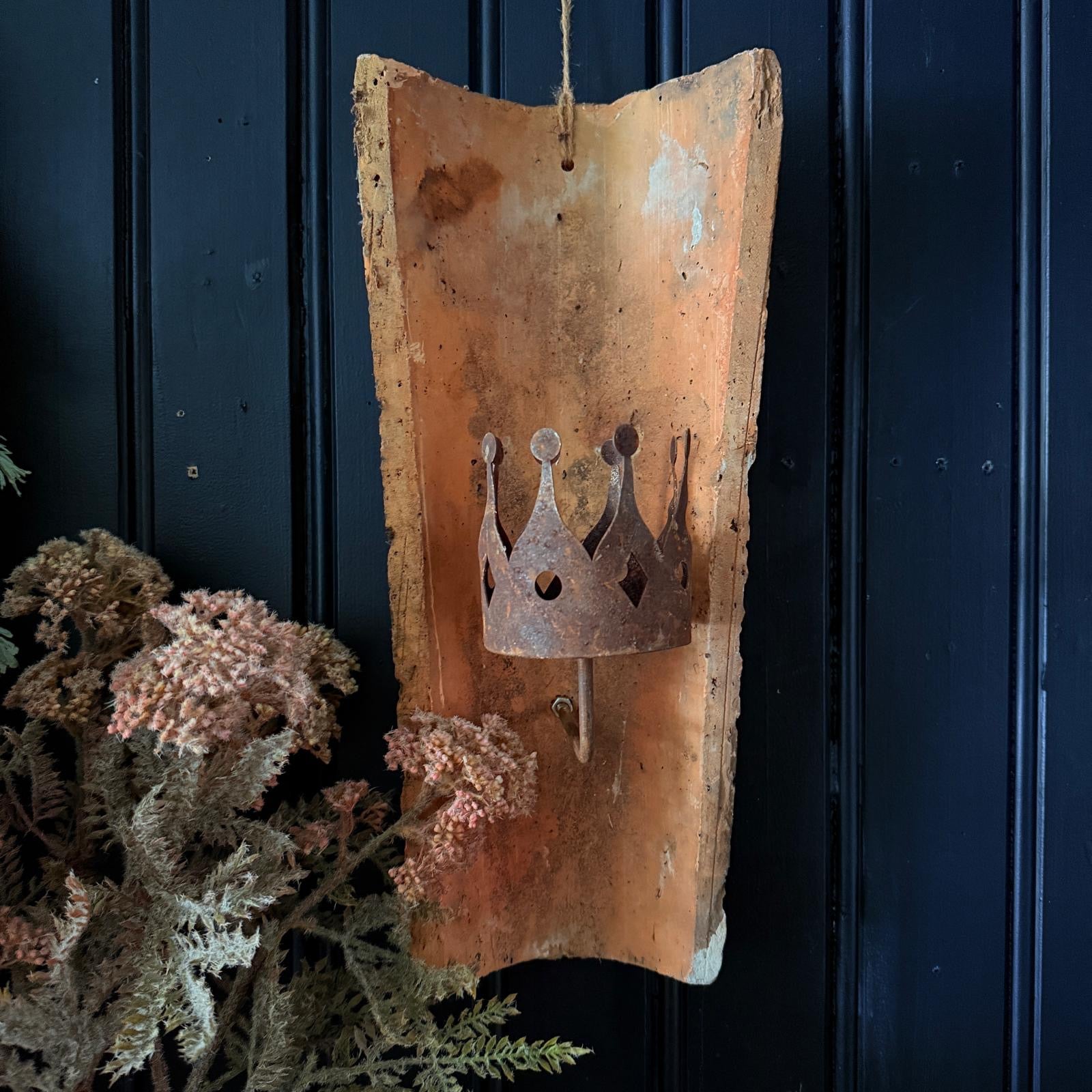 French Roof Tile Candle Sconce with Crown