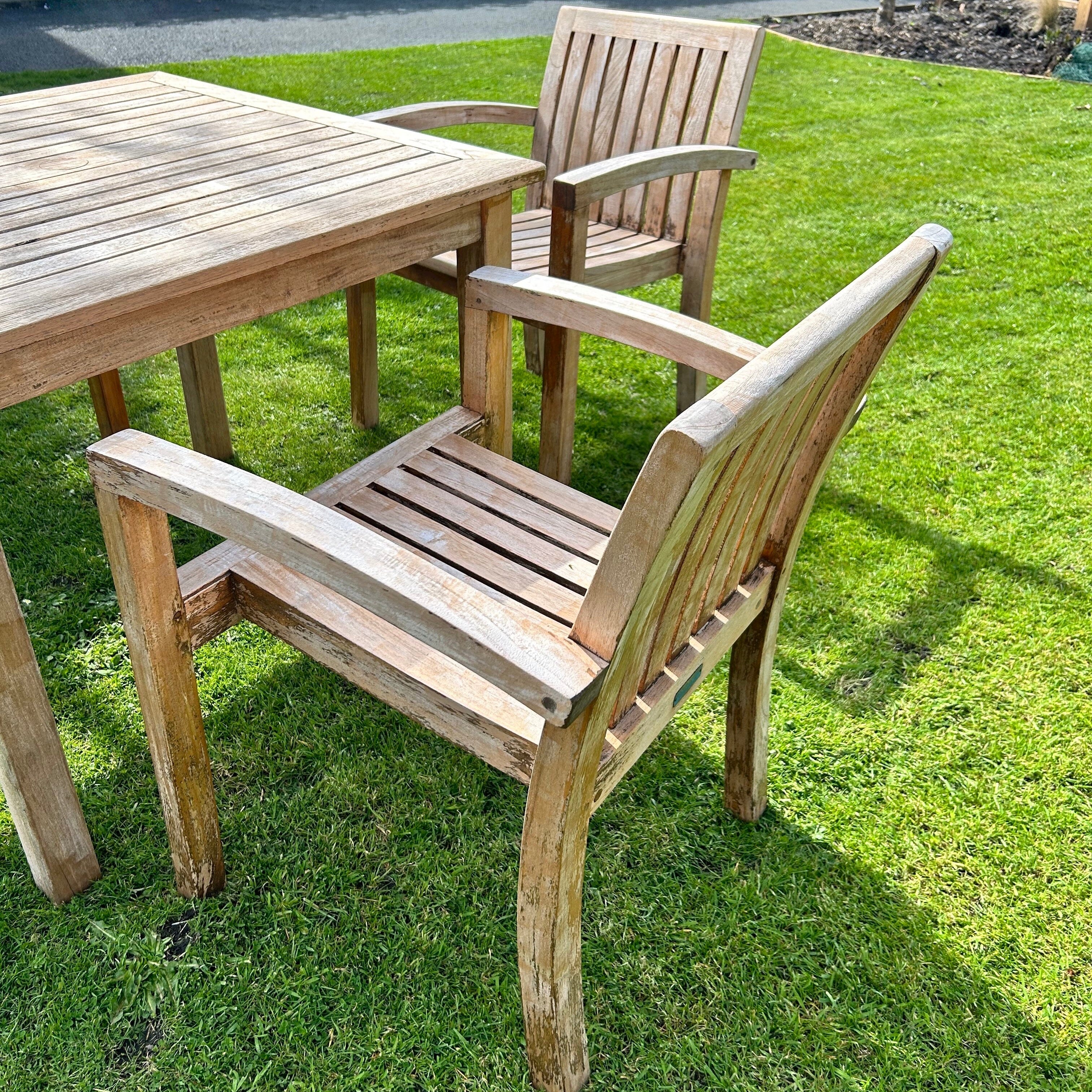 Teak Dining Set With 4 Stacking Chairs Garden Dining Set Henderson's 