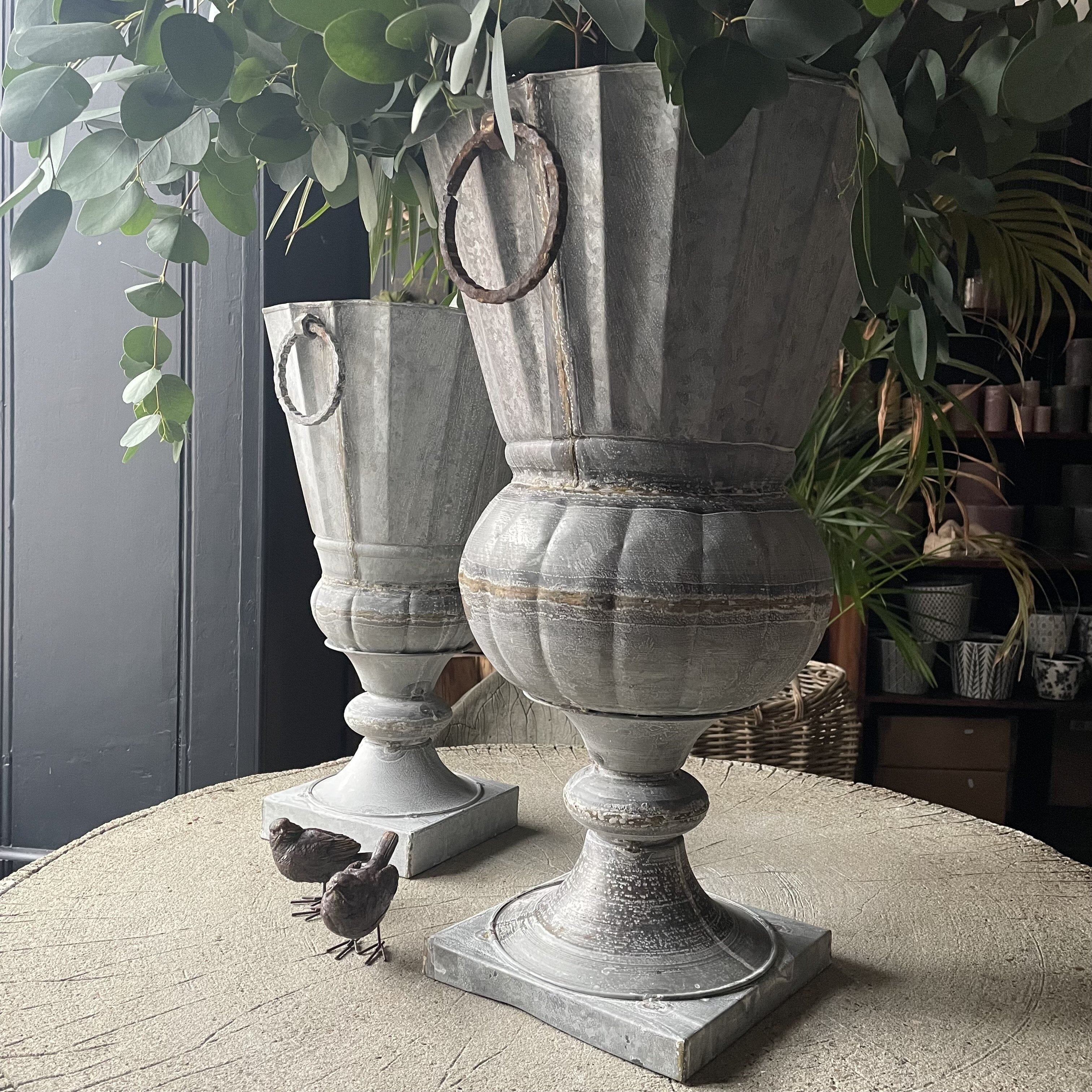 Eloise Galvanized Urn Pots & Planters Henderson's 