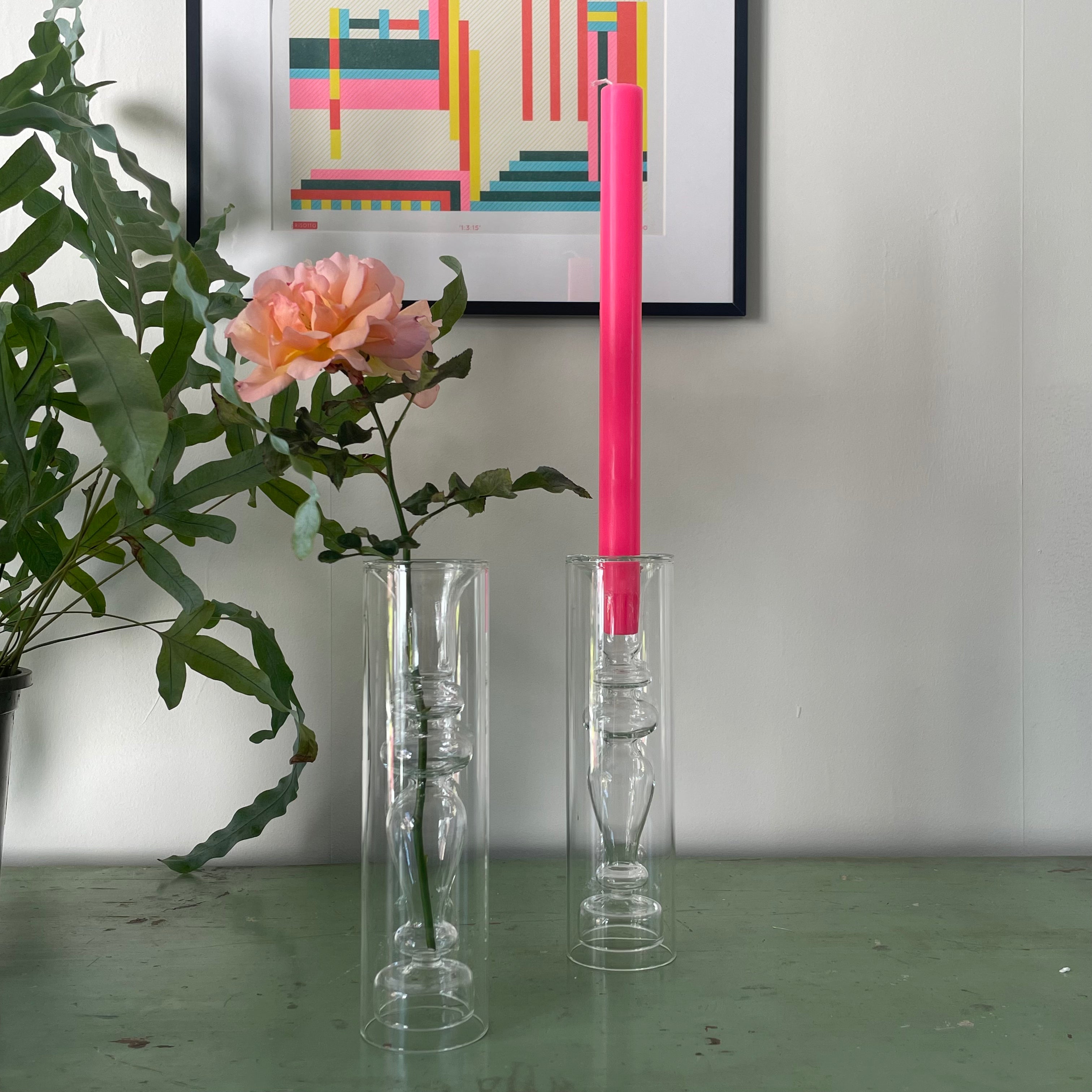 Glass Candlestick Vase Bud Vase T light Holder Henderson s