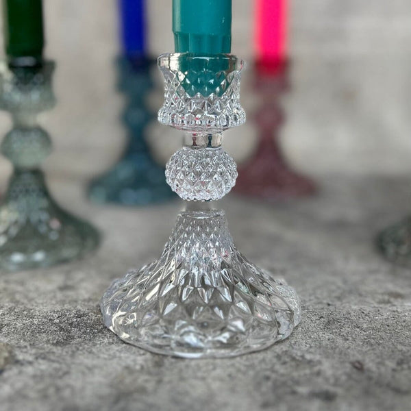 Harlequin Candlestick Glass Candlestick Henderson's Clear 