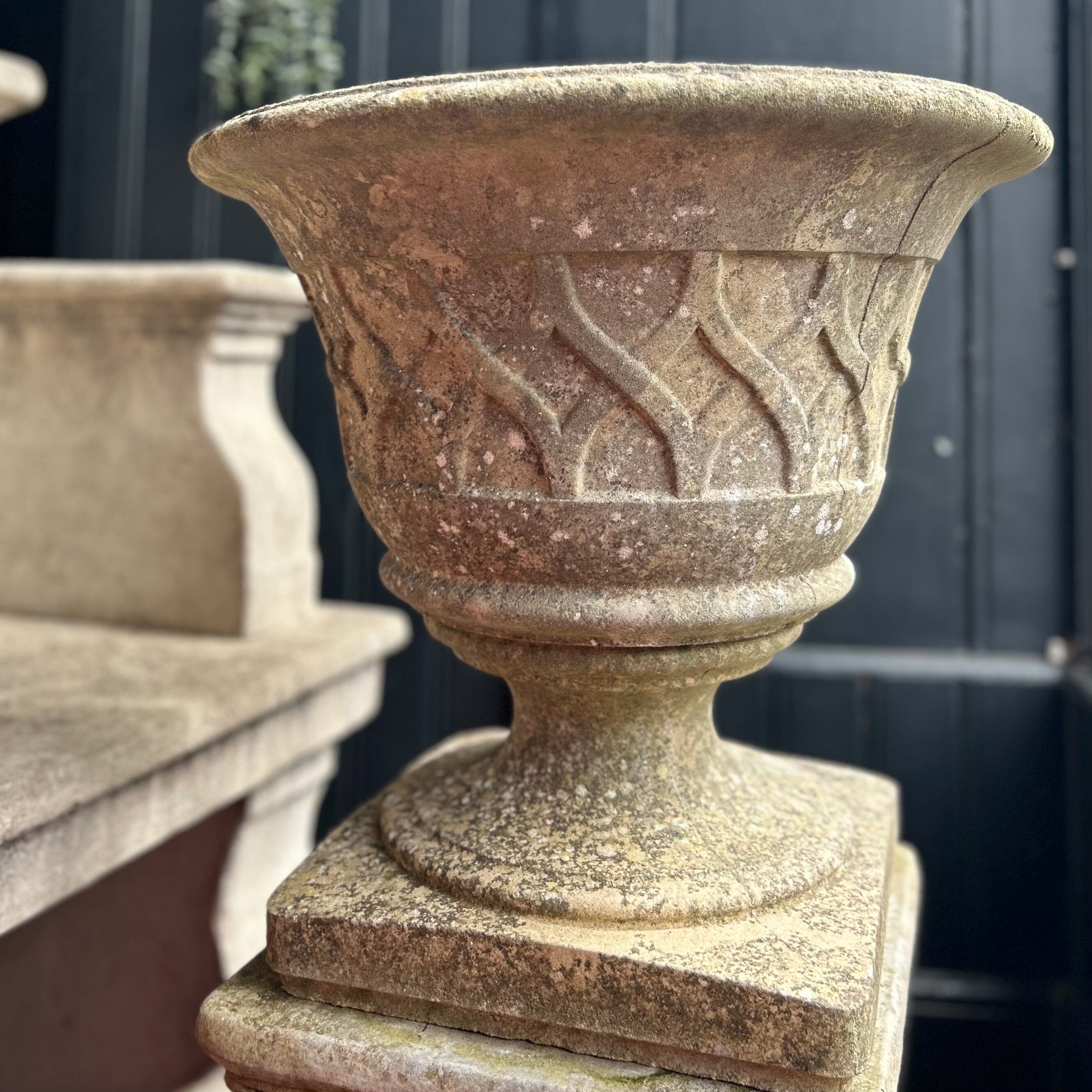 Pair Of Composite Lattice Design Planters Garden Pots Henderson's