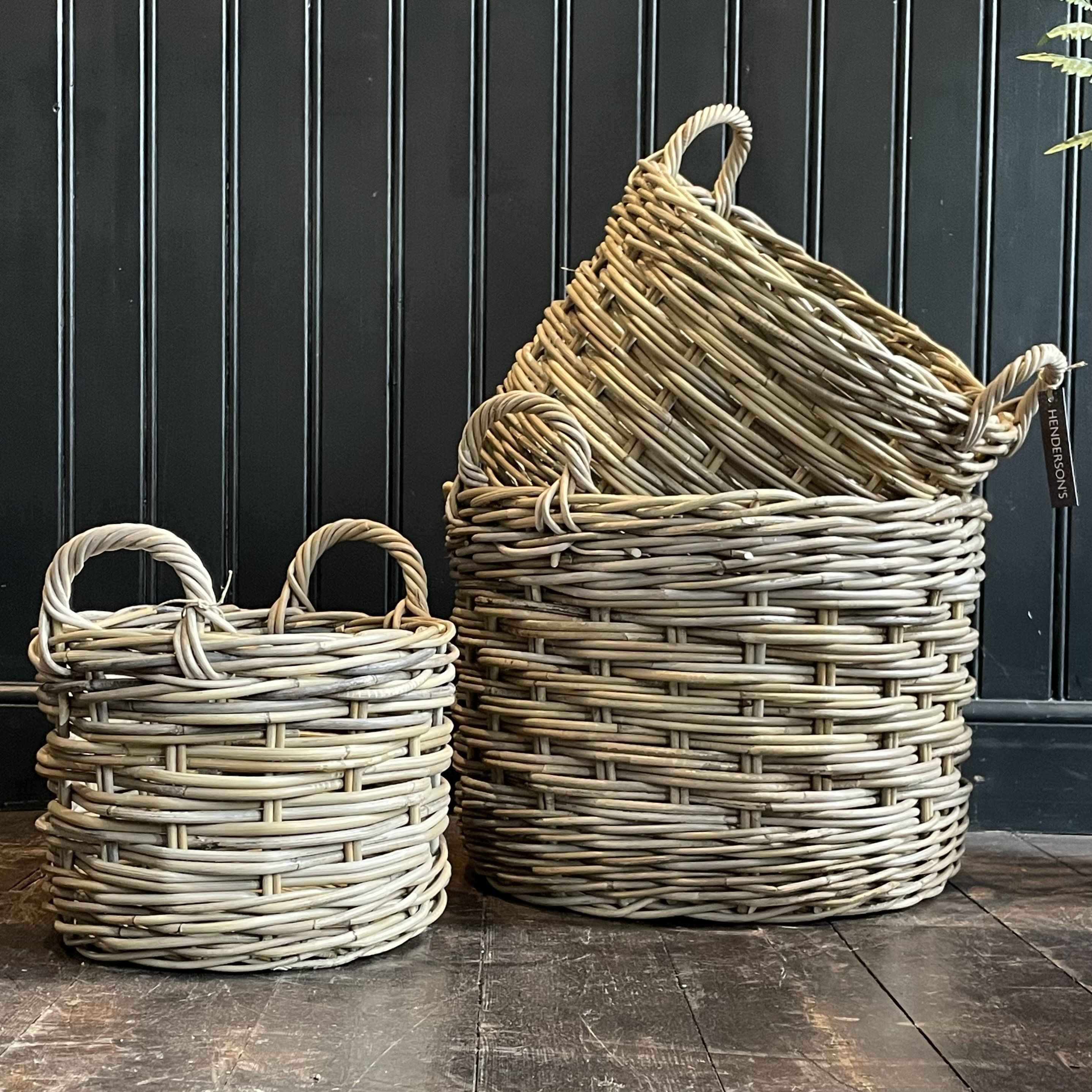 Rattan Log Basket With Handles Rattan Basket Henderson's 