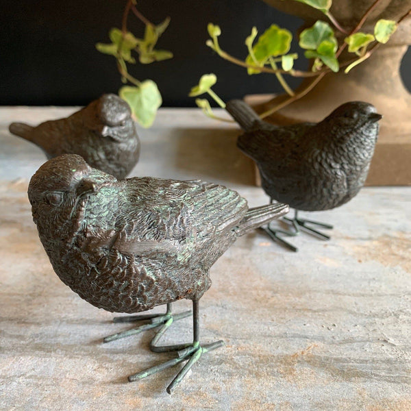 Trio of Birds bronze effect bird Ornaments